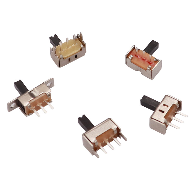 slide switch SS12D07 for small household appliances, 2-speed single-row 3-pin horizontal, band vertical